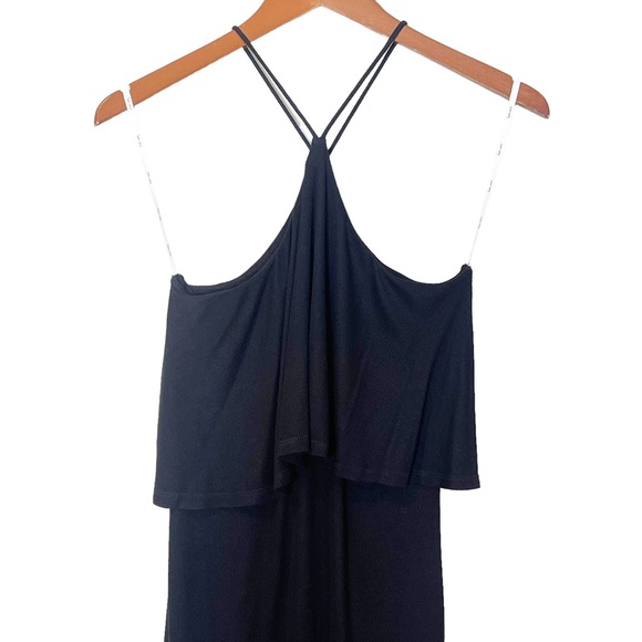Splendid Womens Ribbed Stretchy Knit Halter Ruffle Top Dress Size S BLACK - Picture 3 of 9